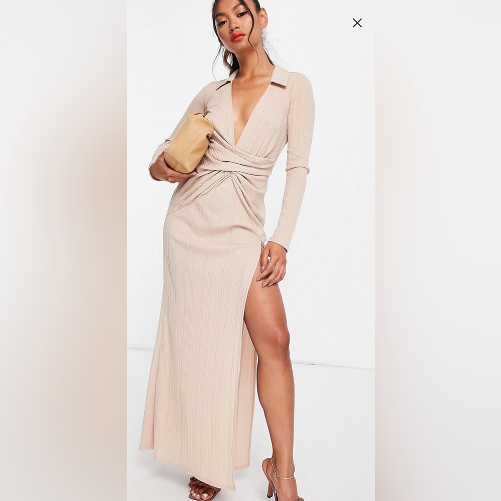 ASOS DESIGN rib twist maxi dress with high split! Size 12